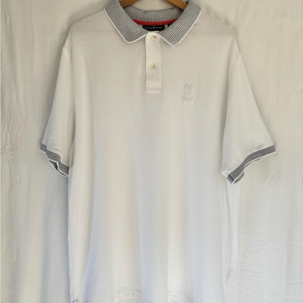 Psycho Bunny White Polo with Striped Accents